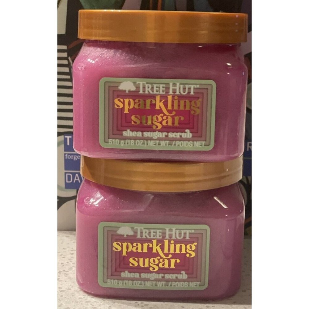 TWO New Tree Hut Sparkling Sugar Shea Sugar Scrub Full Size Holiday Large 18 Oz
